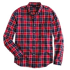 J. Crew Oxford Plaid Shirt Leaf Red